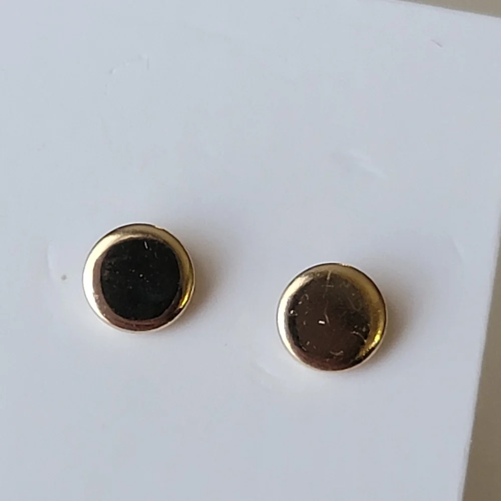 Gold Circle Stud Earrings Minimalist Button